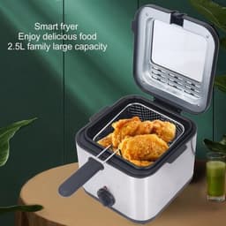Elektrische Friteuse - Frituurpan - Maaltijden voor het Gezin - Snelle Gelijkmatige Garing - 25 L - Zilver — thumbnail 2