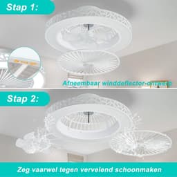 Plafondventilator met Lamp - Ventilatorlamp - Verkoeling en Verlichting - Ultradun Vogelnest Ontwerp - 48cm - Wit — thumbnail 5