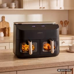 AREBOS Dubbele Heteluchtfriteuse 10L, 2x5L, 2450W, 8 Programma's, Touchscreen — thumbnail 5