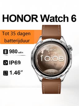 Honor Watch 6 Smartwatch – AMOLED – GPS – 35 dagen batterijduur – Bruin — thumbnail 1