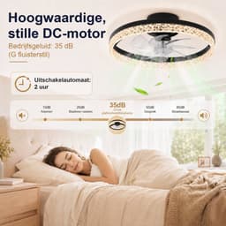 MUPOO Moderne Plafondventilator met Verlichting met Inklapbare Bladen 45 cm - Ventilatorlamp ruimtebesparend -Dimbare LED 3000-6500K - Stil & 6 Snelheden -Omkeerbaar - App & Afstandsbediening - voor Slaapkamer en Woonkamer — thumbnail 3