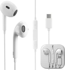 Nuvance Oortjes met Draad - Bedrade Oordopjes - USB-C Oortjes - Oordopjes met Draad en Microfoon - In-Ear Oordopjes - Wit — thumbnail 1