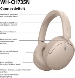 SONY WH-CH735N - Draadloze koptelefoon met Noise Cancelling - Crème — thumbnail 4