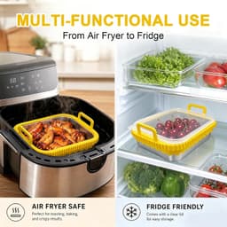 Airfryer roestvrij staal voor COSORI heteluchtfriteuse voor Ninja heteluchtfriteuse AF400EU AF500EU SL400EU AF451EU, roestvrijstalen airfryer accessoires, afneembare siliconen ring (geel — thumbnail 5