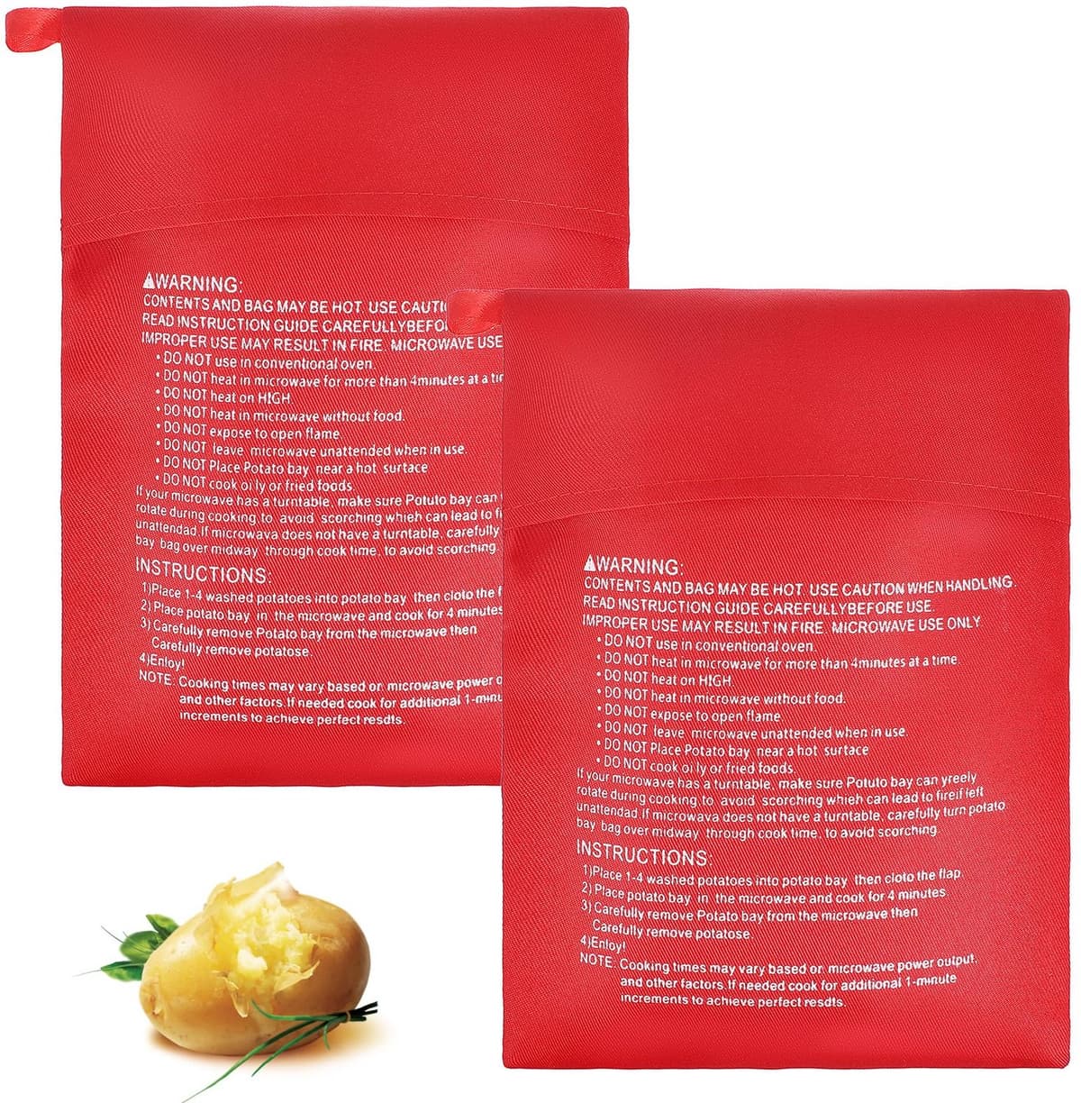 Set van 2 Herbruikbare Aardappelzakken voor de Magnetron — afbeelding 1