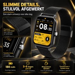 Smartwatch - Smartwatches - Stappenteller - Sporthorloge - Smart watch - Activity Tracker - Dames en Heren - Zwart — thumbnail 4