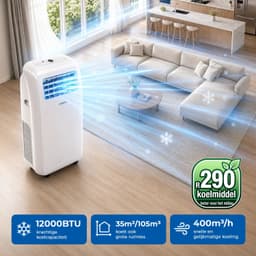 Mobiele Airco 12000 BTU – 4-in-1 Airconditioner met Koelen en Verwarmen – 24-uurs Timer – Tot 35 m² – A+ — thumbnail 5