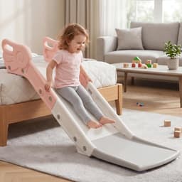 Bankglijbaan voor kinderen, kinderglijbaan voor bank en bed, indoor speelglijbaan voor jongens en meisjes jaar (lichtroze) — thumbnail 1