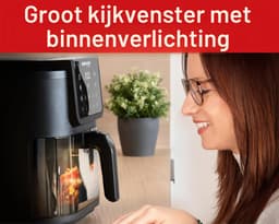 Airfryer 8 liter 1700W met 10 programma's heteluchtfriteuse met timer temperatuurregeling en antiaanbaklaag zwart — thumbnail 4