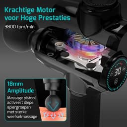 SnelShoppen - Massage Gun, Stille Massageapparaat met 30 Snelheidsniveaus, 12 Opzetstukken voor Diepe Weefselmassage, Perfect voor Rug, Schouders en L — thumbnail 3