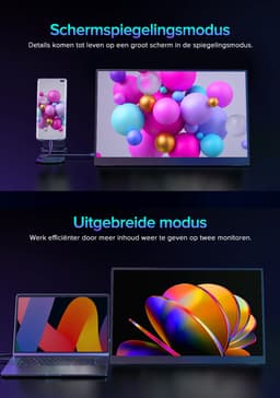 UPERFECT 4K UHD 17,3-inch draagbare monitor, 500 cd/m², USB-C en Mini HDMI, geschikt voor laptop, smartphone, Switch en PS4/5; voorzien van een metalen behuizing en ondersteuning voor VESA-montage. — thumbnail 4