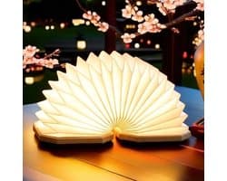 Oplaadbare Vouwbare Boeklamp - Vintage Papieren Tafellamp met 2 Kleuren