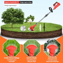 Draadloze Grasmaaier met 3 Snijbladen, 21V, Lichtgewicht en Verstelbaar voor Tuinonderhoud — thumbnail 4