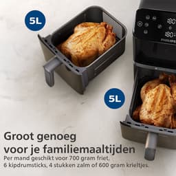 Philips 4000 Series Dual-Stacked Dubbele Airfryer – NA460/00 - 2 Lades (Sync) – 10 L – Tot 6 Personen – Bespaart 45% Ruimte — thumbnail 5