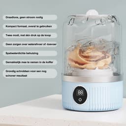 QTTVBTNA - 1L Mini wasmachine - Kleine draagbare wasmachine - Voor baby- en ondergoed - USB-oplaadbaar - Compact & stil - Lichtblauw - 12.5x12.5x20.5cm - 1 stuk — thumbnail 4