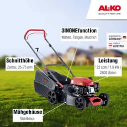 Benzine-grasmaaier met centrale hoogteverstelling, 42 cm maaibreedte, 1,9 kW motorvermogen, voor gazons tot 800 m² — thumbnail 2