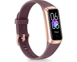 Vitdipy - Activity Tracker - Met Stappenteller en Hartslagmeter - Bloeddrukmeter - Sporthorloge - Smartwatch - Voor Dames, Heren en Kinderen - Voor Android/iOS - Wijnrood