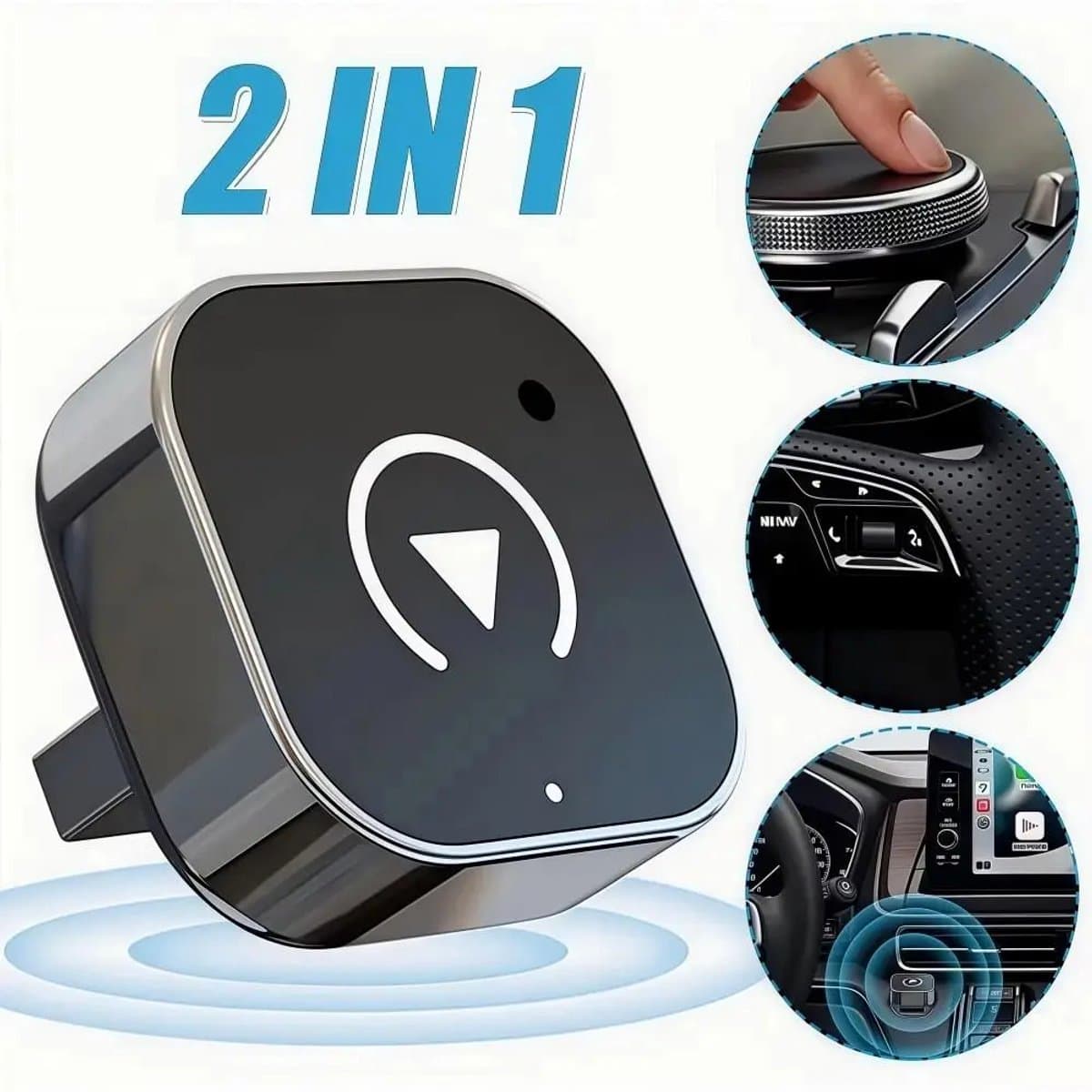 2-in-1 Draadloze CarPlay- en Android Auto-Adapter - Plug & Play CarPlay-Dongle Converteert Bedraad Naar Draadloos, Snelle Automatische Verbinding - Geen Vertraging, Compact (Zwart) — afbeelding 1