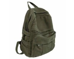 Canvas rugzak geschikt voor dames, vintage esthetische rugzak, basisrugzak geschikt voor middelbare scholieren/studenten, reistas geschikt voor laptops, olijfgroen, medium, reisrugzak