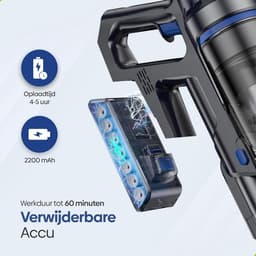 Draadloze Steelstofzuiger met Dweilfunctie - 2-in-1 Accu-Stofzuiger met 35.000 Pa Zuigkracht en LED-Display — thumbnail 5