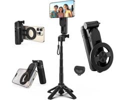 Selfie Stick - 4-in-1 multifunctionele magnetische selfiestick - 360° draaibaar telefoonstatief - met draadloze afneembare afstandsbediening, compatibel met de meeste telefoons - Telefoonhouder voor video-opname en vloggen - Draagbaar reizen