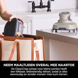 Draagbare Airfryer 3.8 L, 4-in-1 Functies: Airfry, Roosteren, Warmhouden, Compact Ontwerp met 2 Afneembare Glazen Schalen & Deksels — thumbnail 2