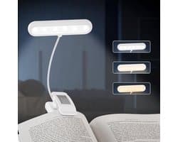 Oplaadbare Boeklamp voor Lezen in Bed - Dimbare Cliplamp met 3 Kleurtinten en Oogbescherming