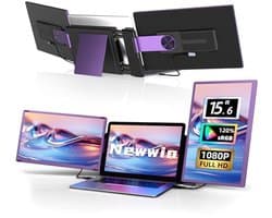 Drievoudig Laptop Scherm 15,6 inch - FHD 1080p IPS Monitor voor Meerdere Schermen - Dubbel Scherm Uitbreiding voor Laptops 13-17,3 inch