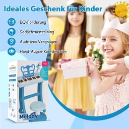 COSTWAY 37 toetsen kinderkeyboard, kinderpiano elektronisch met kruk, microfoon en muziekstandaard, kinderpiano met afneembare poten, pianotoetsenbord voor kinderen vanaf 3 jaar（blauw） — thumbnail 3