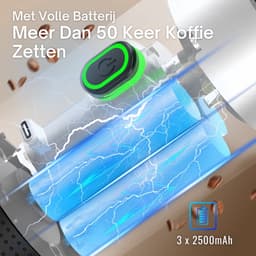 Draagbaar Koffiezetapparaat voor Onderweg - Draadloos voor in de Auto - 12 Volt - Espresso - Nespresso - Dolce Gusto - Capsule Koffie - Gemalen Koffie - Cups - Oplaadbaar - Groen — thumbnail 2