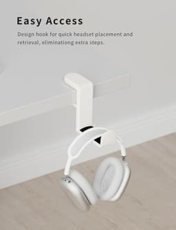 Headset Houder - Koptelefoon Haak - Headset Hanger - ABS - Headset Standaard -Koptelefoon Houder voor onder Bureau - Verstelbare - Roterende Armklem - Antislip - 102*51.5*115mm - Wit — thumbnail 4