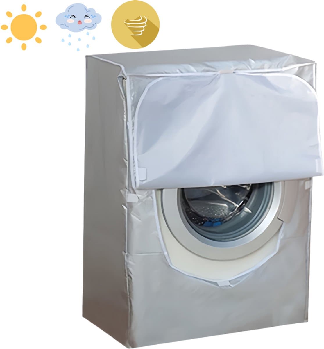 Wasmachinehoes - Stofdicht en waterdicht polyester - Wasmachine-drogerhoes met zilveren coating - Verstelbare zonwering - voor bovenladers en drogers - Frontlaadwasmachine - XL — afbeelding 1