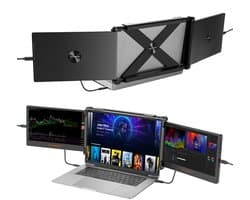 Hennova Portable monitor - Beeldscherm - Laptop scherm uitbreider - Multifunctioneel inzetbaar - Tri screen - Voor 13''/17.3'' laptop - 195° Draaihoek - Zwart