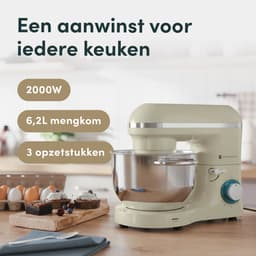 KitchenBrothers 2000W Keukenmachine - Keukenrobot - 6,2L - Mixer met Mengkom - Keukenmixer - BPA-vrij - Champagne — thumbnail 3