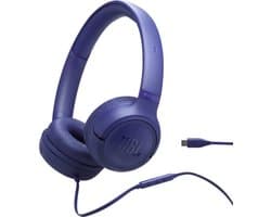 JBL Tune 530 USB-C - USB C Koptelefoon - Bedrade On-ear Headset voor iPhone 15, 16 & 17 - Met Microfoon - JBL Pure Bass - Samsung & Laptop - Blauw