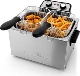 Dubbele Friteuse met Koudezonetechnologie en 5 Liter Capaciteit - 2 Kleine & 1 Grote Mand — thumbnail 1