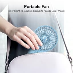 Draagbare USB Ventilator met 4 Snelheden en Spiegel - Stille Handventilator voor Thuis en Reizen — thumbnail 3