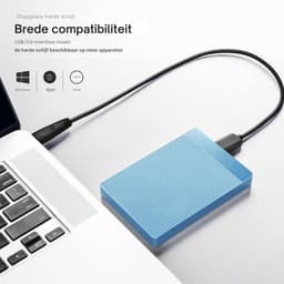 QPFO® Externe harde schijf 500GB - ultra slim - draagbare hdd - usb aansluiting - opslag voor pc mac laptop xbox ps4 - blauw — thumbnail 2