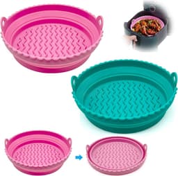 2 Air Fryer Siliconen potten, grote maten, opvouwbare luchtfriteuse accessoires, anti-aanbaklaag, universele airfryer, basket, voor oven, magnetron, cakevorm, stoompan — thumbnail 1