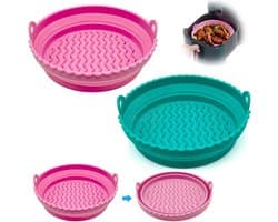 2 Air Fryer Siliconen potten, grote maten, opvouwbare luchtfriteuse accessoires, anti-aanbaklaag, universele airfryer, basket, voor oven, magnetron, cakevorm, stoompan