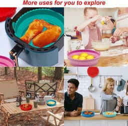 2 Air Fryer Siliconen potten, grote maten, opvouwbare luchtfriteuse accessoires, anti-aanbaklaag, universele airfryer, basket, voor oven, magnetron, cakevorm, stoompan — thumbnail 2