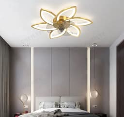 6 Sterren Plafondlamp Met Ventilator - Goud - Met Afstandsbediening - Smart lamp - Dimbaar Met App - 6 Standen Ventilator - Woonkamerlamp - Moderne lamp - Plafoniere — thumbnail 5