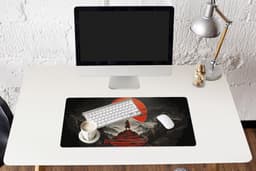 Muismat XXL 80x40 cm - Bureau onderlegger - Bureau mat Krijger - Rode trappen - Zon - Berg - Bureaumat - Gaming mousepad xl - Bureaulegger groot - Computer deskmat — thumbnail 5
