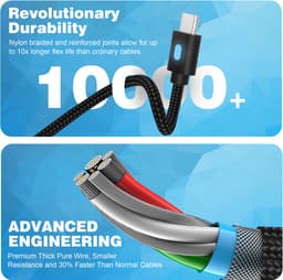 YONO Extra Lange Oplaadkabel geschikt voor PS5 Controller - Xbox - 3 Meter - Type-C Kabel - Oplader - Zwart — thumbnail 2