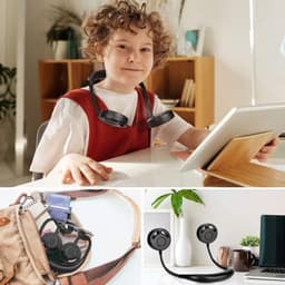 Draagbare bladloze nekventilator met oplaadbare batterij en 3 snelheden – Handheld USB mini ventilator voor reizen, hardlopen, en wandelen — thumbnail 1