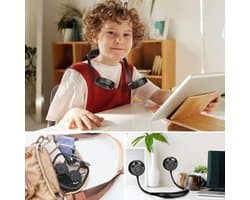 Draagbare bladloze nekventilator met oplaadbare batterij en 3 snelheden – Handheld USB mini ventilator voor reizen, hardlopen, en wandelen