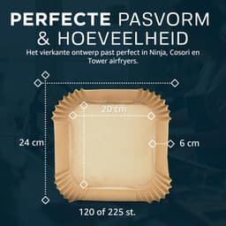 ONE Emporium airfryer papieren liners – 120 stuks – Ø 20 cm – vetvrij & hittebestendig (tot 230 °C) – geschikt voor Ninja/Cosori/Tower — thumbnail 3