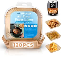 ONE Emporium airfryer papieren liners – 120 stuks – Ø 20 cm – vetvrij & hittebestendig (tot 230 °C) – geschikt voor Ninja/Cosori/Tower — thumbnail 2