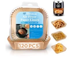 ONE Emporium airfryer papieren liners – 120 stuks – Ø 20 cm – vetvrij & hittebestendig (tot 230 °C) – geschikt voor Ninja/Cosori/Tower — afbeelding 1