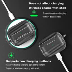 Telestore - Hoesje geschikte voor AirPods Pro 3 - TPU carbon zwart hoesje Beschermhoes - Shockproof AirPods Pro 3 Cover - AirPods Pro 3 Hoesje - Geschikt voor Apple Airpods Pro 3 - grijs - carbon TPU cover — thumbnail 2
